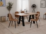 4 x Stuhl Lenja in braun Cord und schwarz 4-Fu�stuhl K�chen- und Esszimmerstuhl 4er Set