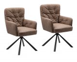 2 x Stuhl Milos in braun Leder-Optik 180� drehbar K�chen- und Esszimmerstuhl 2er Set