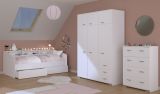 Parisot Kinder- und Jugendzimmer Sleep41 in wei� Komplett-Set 3-teilig mit Stauraumbett, Kleiderschrank und Kommode
