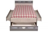 Parisot Kinder- und Jugendzimmer Fabric1 in Esche grau Set 4-teilig mit Stauraumbett, Kleiderschrank, Kommode und Nachttisch
