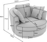 Drehsessel Comfy in wollwei� Mega Cord XL, Loveseat 360� inklusive 3x Kissen