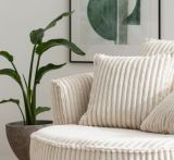 Drehsessel Comfy in wollwei� Mega Cord XL, Loveseat 360� inklusive 3x Kissen