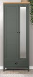 Garderobenschrank Meadow in gr�n und Evoke Eiche Landhaus Garderobe mit Spiegel 77 x 198 cm