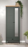 Garderobenschrank Meadow in gr�n und Evoke Eiche Landhaus Garderobe mit Spiegel 77 x 198 cm