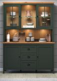 Buffetschrank Meadow in gr�n und Evoke Eiche Landhaus Wohn- und Esszimmer Vitrine inklusive LED 146 x 198 cm