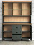 Buffetschrank Meadow in gr�n und Evoke Eiche Landhaus Wohn- und Esszimmer Vitrine inklusive LED 146 x 198 cm