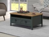 Couchtisch Meadow in gr�n und Evoke Eiche Landhaus Beistelltisch 101 x 60 cm