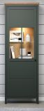 Vitrine Meadow in gr�n und Evoke Eiche Landhaus Vitrinenschrank inklusive LED Beleuchtung 69 x 198 cm