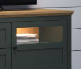 TV-Lowboard Meadow in gr�n und Evoke Eiche Landhaus TV Unterteil mit Komforth�he inklusive LED 184 x 64 cm