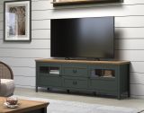 TV-Lowboard Meadow in gr�n und Evoke Eiche Landhaus TV Unterteil mit Komforth�he inklusive LED 184 x 64 cm