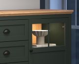 Sideboard Meadow in gr�n und Evoke Eiche Landhaus Wohn- und Esszimmer Kommode inklusive LED 185 cm