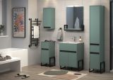 Badezimmer Spiegel Matix in dusk blue und grau Badspiegel 64 x 74 cm