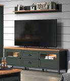Wandboard Meadow in gr�n und Evoke Eiche Landhaus Wohn- und Esszimmer Wandregal 156 cm