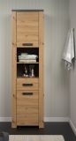 Badezimmer Hochschrank Jorik in Artisan Eiche und Matera grau Badschrank 53 x 196 cm
