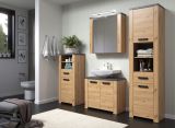 Badezimmer Hochschrank Jorik in Artisan Eiche und Matera grau Badschrank 53 x 196 cm