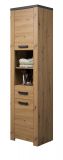Badezimmer Hochschrank Jorik in Artisan Eiche und Matera grau Badschrank 53 x 196 cm