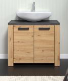 Waschbeckenunterschrank Jorik in Artisan Eiche und Matera grau Badezimmer Unterschrank 79 x 67 cm