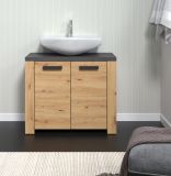 Waschbeckenunterschrank Jorik in Artisan Eiche und Matera grau Badezimmer Unterschrank 79 x 67 cm