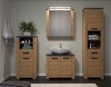 Badezimmer Spiegelschrank Jorik in Artisan Eiche und Grau, Badschrank 2-t�rig 79 x 78 cm