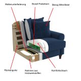 Sofa Adelina in hellgrau Landhaus Couch 3,5-Sitzer 230 cm