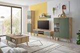 Highboard Juna in Salbei und Evoke Eiche Vitrine skandinavisch 90 x 134 cm