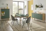 Highboard Juna in Salbei und Evoke Eiche Vitrine skandinavisch 90 x 134 cm
