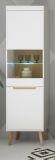 Vitrine Isgard in wei� matt und Scandi Eiche Vitrinenschrank skandinavisch 53 x 197 cm