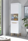 Vitrine Isgard in wei� matt und Scandi Eiche Vitrinenschrank skandinavisch 53 x 197 cm
