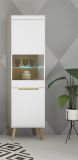 Vitrine Isgard in wei� matt und Scandi Eiche Vitrinenschrank skandinavisch 53 x 197 cm