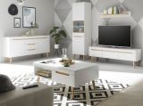 Wandboard Isgard in wei� matt und Scandi Eiche Wandregal skandinavisch 107 cm