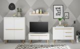 Wandboard Isgard in wei� matt und Scandi Eiche Wandregal skandinavisch 107 cm