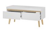 Wohnwand Isgard in wei� matt und Scandi Eiche Wohnkombination skandinavisch 4-teilig 290 x 197 cm