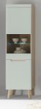 Vitrine Isgard in Pistazie matt und Scandi Eiche Vitrinenschrank 53 x 197 cm mit Soft-Close