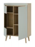 Wohnwand Isgard in Pistazie matt und Scandi Eiche Wohnkombination skandinavisch 4-teilig 344 cm