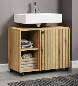 Waschbeckenunterschrank Feliz in Evoke Eiche Badschrank auf Rollen 80 cm