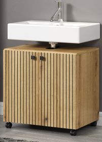 Waschbeckenunterschrank Feliz in Evoke Eiche Badschrank auf Rollen 60 cm