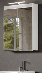 Badezimmer Spiegelschrank Adamo in wei� Hochglanz 2-t�rig inkl. LED 60 x 77 cm