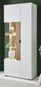 Vitrine Merced in wei� matt und Evoke Eiche Wohn- und Esszimmer Vitrinenschrank 75 x 180 cm