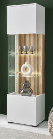 Vitrine Merced in wei� matt und Evoke Eiche Wohn- und Esszimmer Vitrinenschrank 48 x 180 cm
