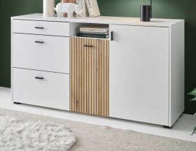 Sideboard Merced in wei� matt und Evoke Eiche Wohn- und Esszimmer Kommode 150 cm
