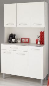 Parisot K�chenschrank Skoon in wei� und grau K�che Buffet und Mehrzweckschrank 101 x 185 cm