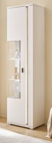 Vitrine Bellport in wei� matt und Wotan Eiche Vitrinenschrank inklusive Frontbeleuchtung 55 x 200 cm