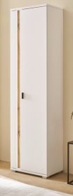 Stauraumschrank Bellport in wei� matt und Wotan Eiche Mehrzweckschrank inklusive Frontbeleuchtung 55 x 200