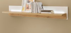 Wandboard Bellport in wei� matt und Wotan Eiche Wandregal inklusive Beleuchtung 150 cm