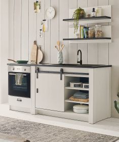 K�che Stove in wei� Pinie und anthrazit Landhaus K�chenschrank Set 4-teilig 196 x 180 cm