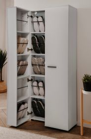 Schuhschrank Logu in wei� 74 x 182 cm, aufklappbar f�r 30 Paar Schuhe