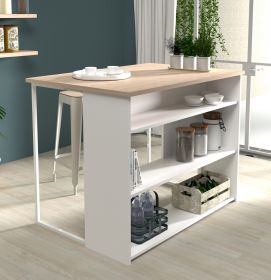 Parisot K�chentheke Socool12 in wei� und Jackson Eiche K�cheninsel 116 x 90 cm
