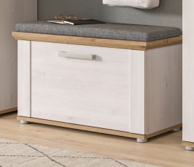 Garderobe Sitzbank Mirano in wei� L�rche und Eiche Artisan Landhaus Garderobenbank 80 cm