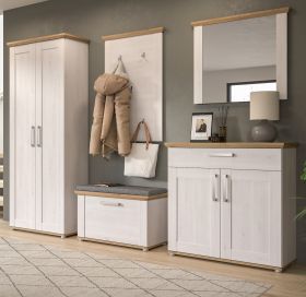 Garderobe Set 5-teilig Mirano in wei� L�rche und Eiche Artisan Landhaus Garderobenkombination 285 cm