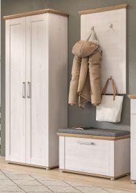 Garderobe Set 3-teilig Mirano in wei� L�rche und Eiche Artisan Landhaus Garderobenkombination 175 cm